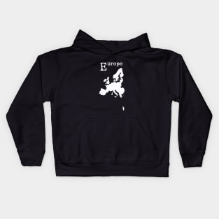 Europe, white map and name. Kids Hoodie